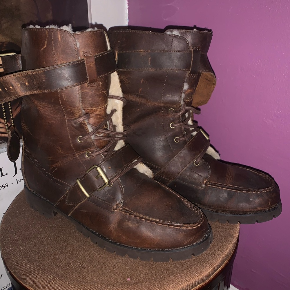 Ralph Lauren Leather Sherling Boots